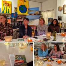 Load image into Gallery viewer, Bottles + Brushes *Meet-Up* Book Club Event / Book Chat + Painting Party *On-the-Road* at Tesserae Studios