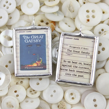 Load image into Gallery viewer, Vintage Book Cover Charm Necklace - The Great Gatsby / JENNIFER DAHL DESIGNS LLC (PRE-ORDER FOR EARLY NOVEMBER)