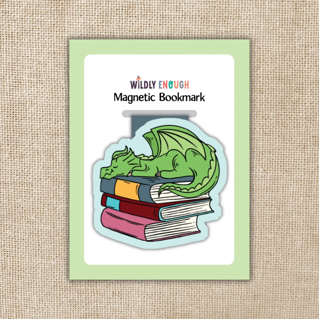 Magnetic Bookmark - Dragon Sleeping On Book Pile / KINGDOM OF THREADS (WILDLY ENOUGH)