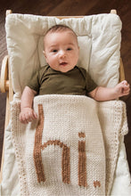 Load image into Gallery viewer, Hi. Hand Knit Baby Blanket  / HUGGALUGS
