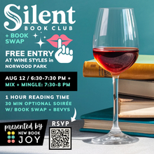 Load image into Gallery viewer, Silent Book Club + *Optional* Book Swap Mix + Mingle / *On-the-Road* Meet-Up Event (near our Edgebrook Booktique) - FREE EXPERIENCE for Grown-Ups (21+)
