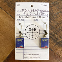 Load image into Gallery viewer, Book Locket Earrings - The Great Gatsby / MARSHALL AND ROSE (PRE-ORDER FOR EARLY NOVEMBER)

