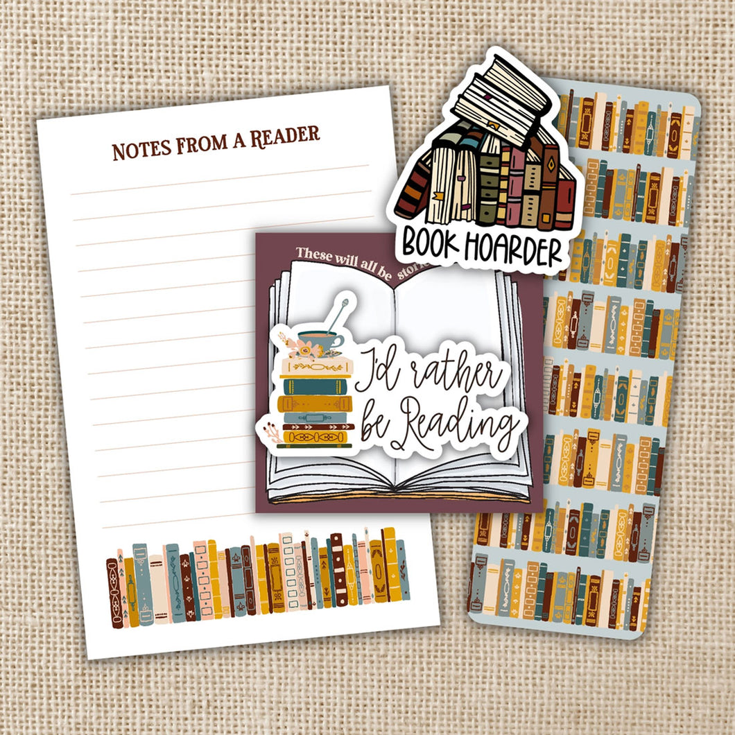 Boxed Stationary Gift Set - Vintage Book Lover - I'd rather be reading... / WILDLY ENOUGH