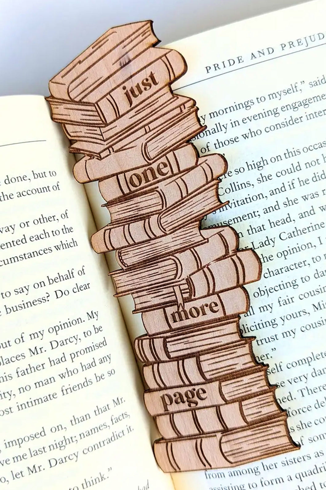 Wood Bookmark - Just One More Page / NTSD GAMING & BOOKISH GOODS